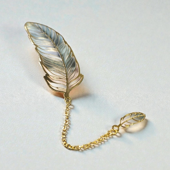 Gold Feather Metal Bookmark NIP - Picture 3 of 4